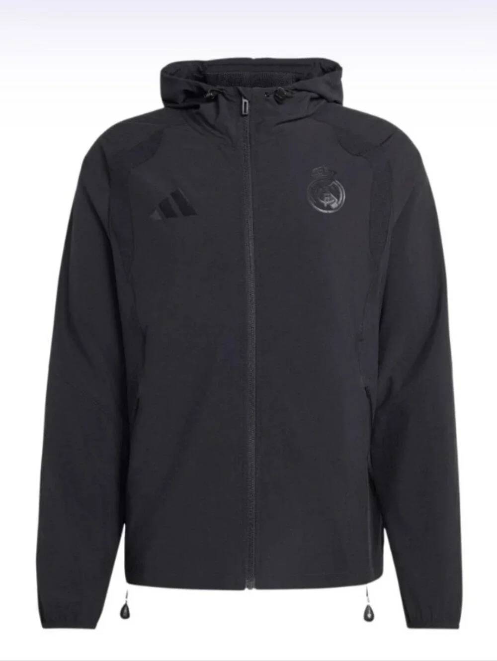 Adidas Black Real Madrid Hooded Windbreaker Jacket - Picture 1 of 8